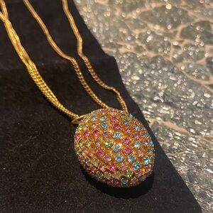 Vintage Multicolor Crystal Pendant Necklace